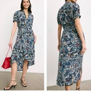 Zadig & Voltaire Rimaz Soft Butterflies Short Sleeve Asymmetrical Midi Dress NEW